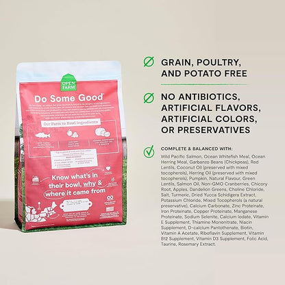 Open Farm, Grain Free Dry Cat Food, High-Protein Kibble for a Complete & Balanced Diet, Non-GMO Fruits & Vegetables, Prebiotic Fibers to Support Digestion, Wild-Caught Salmon Recipe, 8lb Bag