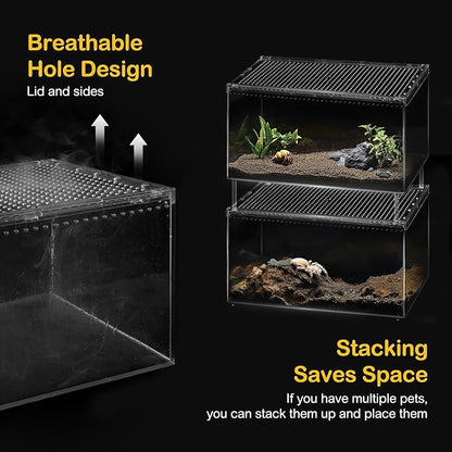 Reptile PC Terrarium,Spider Tank Starter Kit,Leopard Gecko Container,Tarantula Cage,Hermit Crab Habitat,Lizard Enclosure,Insect Housing,Jumping Spider Enclosure,Small Bearded Dragon Vivarium