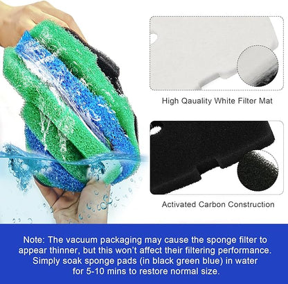 16 PCS Replacement Canister Filter Pad Compatible with Pennplax Cascade 1200/1500 CCF4UL/CCF5UL, Aquarium Sponge Media Parts Canister Filter Floss Pads for Fish Tank