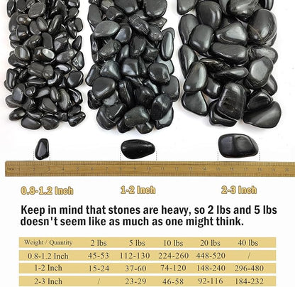 10 lbs Black Pebbles - 2-3 inch Decorative River Stones for Plants, Aquarium, Fish Tank, Outdoor Garden Landscaping