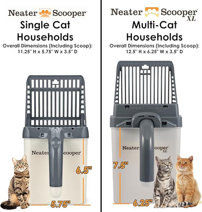 Neater Pet Brands Neater Scooper Standard Cat Litter Scoop, 195 Refill Bags – Mess-Free Cat Litter Scooper with Bag, Spill-Proof Kitty Box Sifter, Bin Doubles as Scoop Holder, For Single-Cat Household