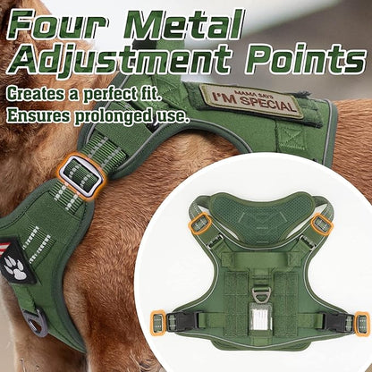 rabbitgoo Tactical Dog Harness for Large Dogs, No Pull Military Service Vest with Handle & Molle, Easy Control for Training Walking, Adjustable Reflective Straps, Green, L