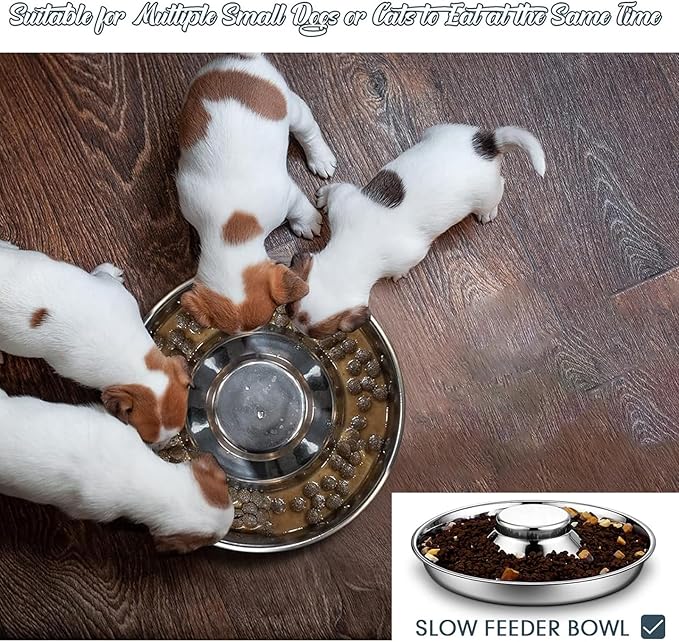 Zopeal 6 Pcs Puppy Feeding Bowls 8.7" Stainless Steel Puppy Weaning Feeder Bowl Dog Food Water Bowls for Litters, Small Medium Large Dogs, Pets