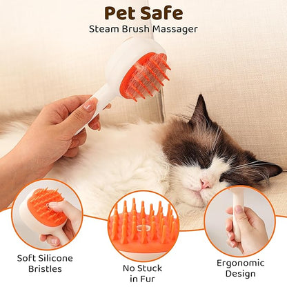 Steam Cat Brush, 6-in-1 Dog Brush Spritz Defur Comb, Steamy Skin Friendly Deshedding Grooming Tool, Suitable for Shedding & Haired Pets, Pet Supplies Accessories,White
