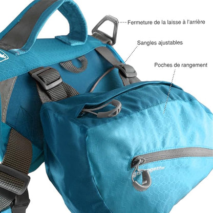 Kurgo Dog Saddlebag Backpack, Back Pack Dog Harness, Hiking Pack for Dogs, Packs for Pets to Wear, Camping & Travel Vest Harness, Reflective, Lightweight, Baxter Pack, for Medium & Large Pets