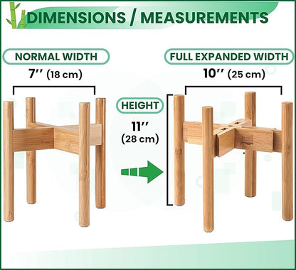 Dog Bowl Stand for Large Dogs - Raises Feeders and Bowls to 12-inch High, Expandable Sideways, Compatible to Various Sizes of Slow Feeders, Water Dishes and Fountains - Bamboo
