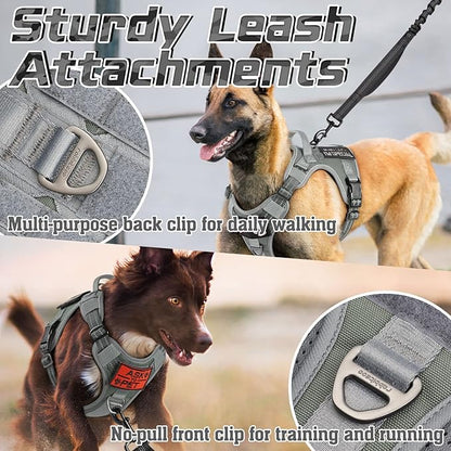 rabbitgoo Tactical Dog Harness for Small Dogs, No Pull Military Service Vest with Handle & Molle, Easy Control for Training Walking, Adjustable Reflective Straps, Dark Grey, S