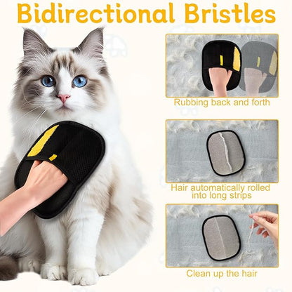 3 PCS Pet Hair Remover Electrostatic Gloves, Electrostatic Gloves Pet Hair, Reusable Pet Hair Removal Glove for Cats & Dogs, Premium Cat & Dog Hair Remover Mitt for Couch Furniture Carpet Car Seat