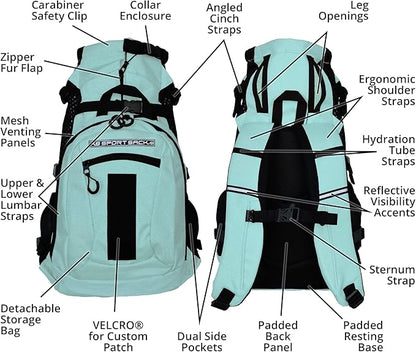 K9 Sport Sack Plus 2 - Medium, Summer Mint - Ideal for Dogs 17-19” Long - Adjustable, Backpack-Style Carrier with Multi-Functional Storage Pack, Thick Shoulder Straps & Padded Back Panel