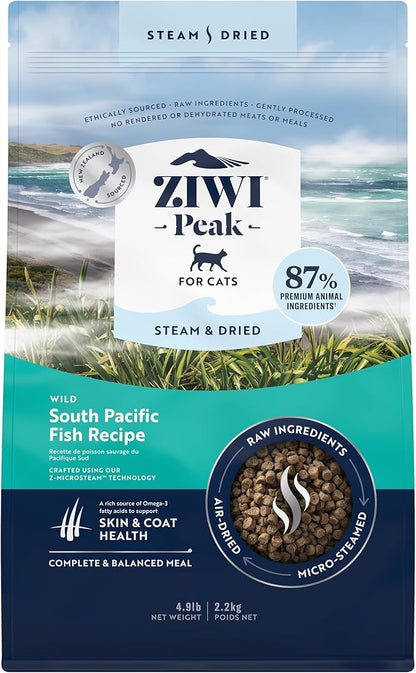ZIWI Peak Steam & Dried Cat Food – Wild South Pacific Fish - High Protein, Skin & Coat Health, Low Carb, for All Life Stages (78.4oz)
