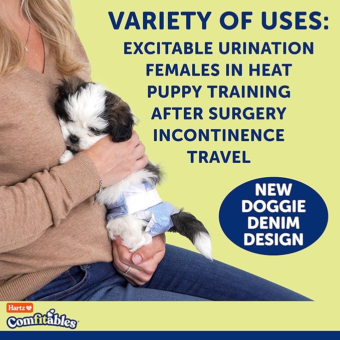 New! Hartz® Comfitables® Disposable Dog Diapers, Size Medium 12 Count, Comfortable & Secure Fit, Easy to Put On, Super Absorbent Male and Female Diaper