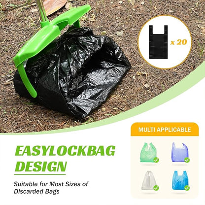 Pooper Scooper with Bag Attachment, 50 inches Long Handle Pooper Scooper, Poop Scooper for Dogs, Dog Poop Scooper for Yard, Pooper Scooper for Large Dogs Heavy Duty, Poop Scooper Bin & Rake