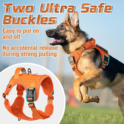 rabbitgoo Tactical Dog Harness for Large Dogs, No Pull Military Service Vest with Handle & Molle, Easy Control for Training Walking, Adjustable Reflective Straps, Orange, XL