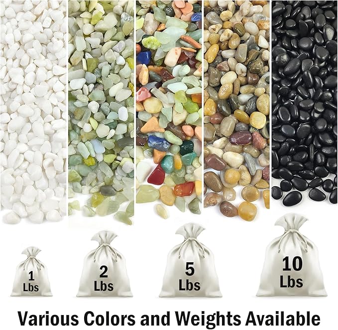 10 lbs Small Black Pebbles for Indoor Plants. 3/8 inch Decorative Black River Rocks for Succulent Potted Plant, Vase, Landscaping and Outdoor Garden Rocks