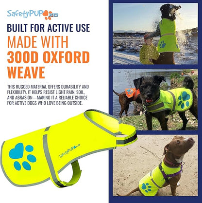 Dog Reflective Vest – Hi-Vis Fluorescent Visibility That Helps to Safeguard Your Pet On/Off Leash in Urban & Rural Areas (Yellow, X-Large)