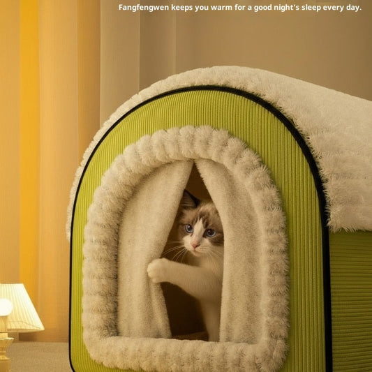 Winter-thickened Four-season Universal Enclosed Cat Bed
