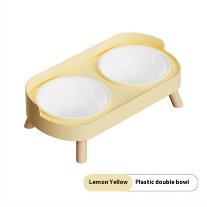 Stainless Steel Double Bowl Ceramic Water And Grain Integrated Feeding Bowl