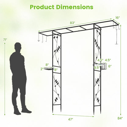Garden Arbor with Bird Feeding Station 84 Inch Black