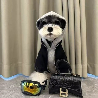 Dog Clothes Fake Two-Piece AutumnWinter Warmth Schnauzer Bichon Teddy Shiba Inu Westie Pet Hooded Sweatshirt