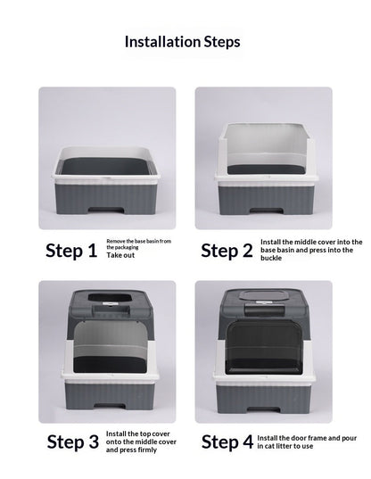 Extra-large Enclosed Drawer-Type Cat Litter Box.