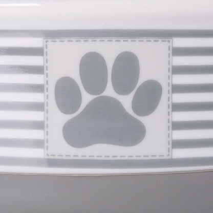 Paw & Patch Ceramic Pet Collection, Medium Set, 6X2", Gray, 2 Piece
