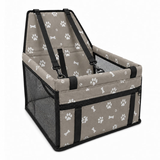 Pet Car Seat, Breathable Foldable Cat Dog Car Booster Seat With Safety Leash & Mesh Window, Waterproof Oxford Cloth Vehicle Travel Basket For Small Medium Dogs & Cats