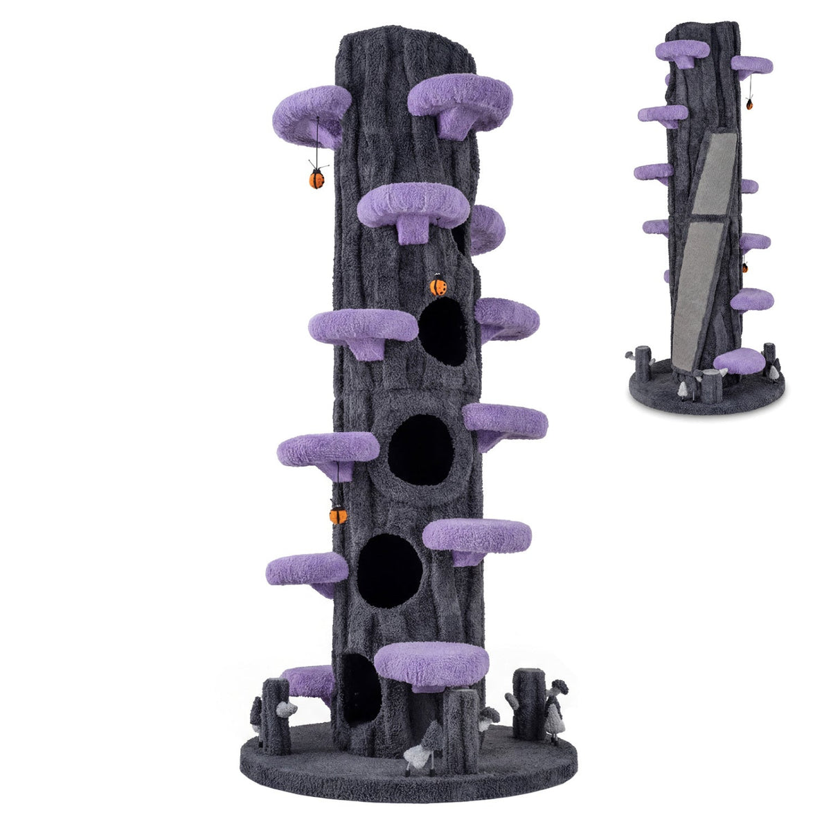 90.5 Inch Tall Multifunctional Cat Tree with Private Condos for Indoor Cats-Brown
