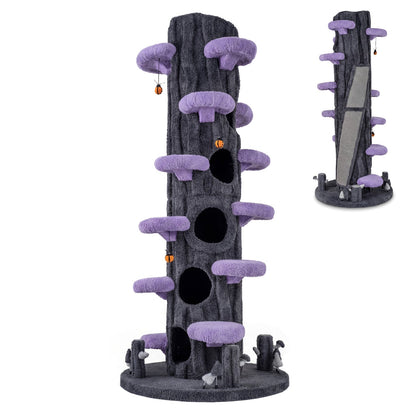 90.5 Inch Tall Multifunctional Cat Tree with Private Condos for Indoor Cats-Brown