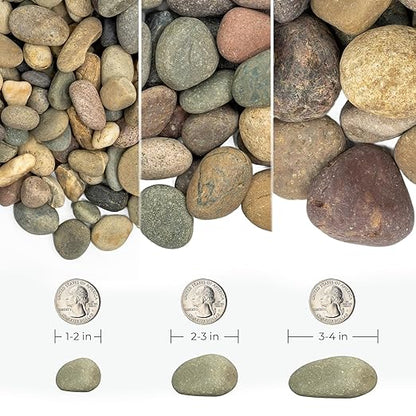 40lbs Large River Rocks for Landscaping, 3-4 Inch Natural Unpolished Bulk Pebbles, Hand-Picked Premium Stones for Garden Design Fish Tank, Flower Pots, Pathways and Backyard, Mixed Color
