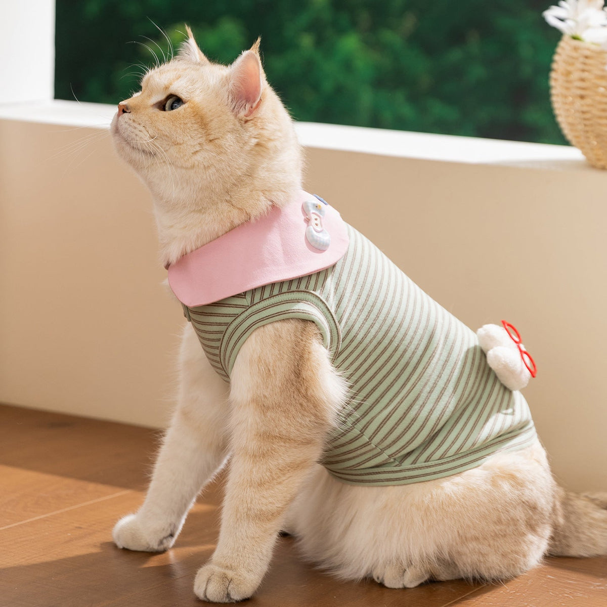 Breathable Thin-Style Striped Tank Top For Cats
