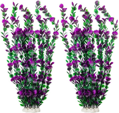 20.47 Inch Tall Aquarium Plants – Large Lifelike Artificial Fish Tank Decorations, 2 Pcs Fish Tank Plants Plastic，Durable & Safe for Freshwater/Saltwater Aquariums (Purple (Style C))
