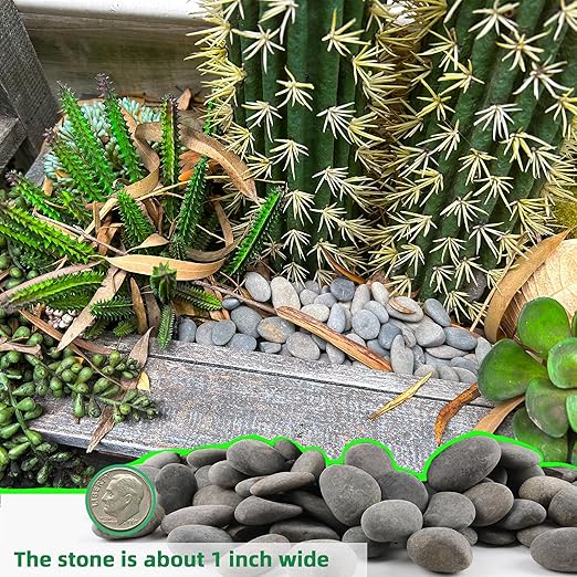 2.4LB River Rocks Mexican Beach Pebbles for Garden Landscape Stone Paving Stone Grey (1Inch)