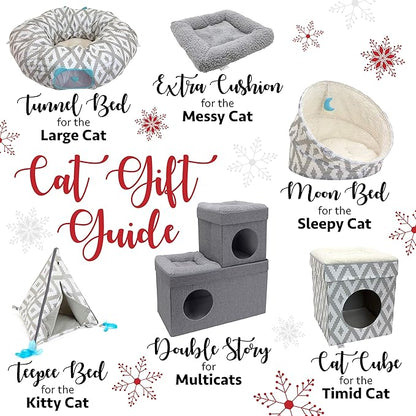 Kitty City Large Cat Tunnel Bed, Cat Bed, Pop Up Bed, Cat Toys, White