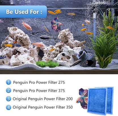 12 Pack Aquarium Rite-Size C Filter Cartridges Compatible with PRO Power Filters 275/375,Power Filters 200/350