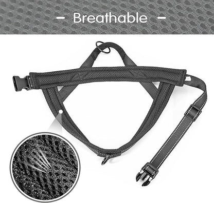 Didog No Pull Dog Harness with Soft Mesh Padded,Reflective & Quick Fit Light Weight Dog Strap Vest Harness,Easy for Walking Training (L:Chest 26-32", Mesh-Black)