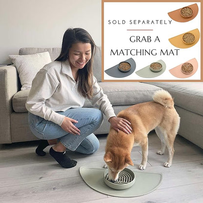The Slowdown Bowl Silicone Slow Feeder for Dogs & Puppies, Slow Eating Modern Lick Mat Design, Reduces Gulping, Fits 2 Cups 7.5” Across x 1.5” Tall, Mealtime Challenge, Medium-Charcoal