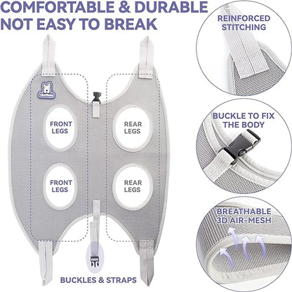 Dog Grooming Hammock Harness for Dogs & Cats with Pet Nail Clipper Trimmer - Cat Hanger Sling for Trimming Clipping Nails- Dog Hammock Restraint Bag for Small Medium Large pet （ Grey M ）
