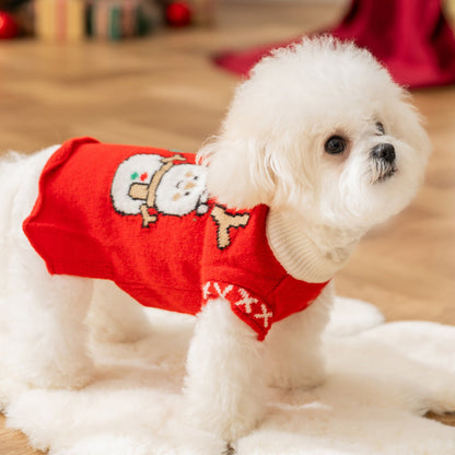 Autumn And Winter Dog Knitted Sweaters, Happy Little Dogs, Prosperous New Year Sweaters, Teddy Bichon Frises, Cat Pet Warm Clothes