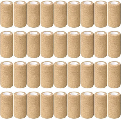 Treela 36 Pcs Self Adherent Bandage 4" X 5 Yard Wrap Breathable Cohesive Bandage Elastic Adhesive Tape for Stretch Athletic Sports Wrist Ankle(Nude)