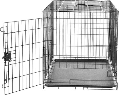 Amazon Basics Durable,Foldable Metal Wire Dog Crate with Tray, Double Door, 42 x 28 x 30 in, Black
