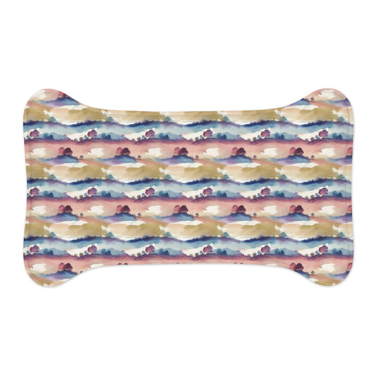 Watercolor Horizon Stripes in Dusk and Seafoam - Pet Feeding Mat Pet Ze