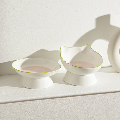Ceramic Cervical Support Cat Food Bowl