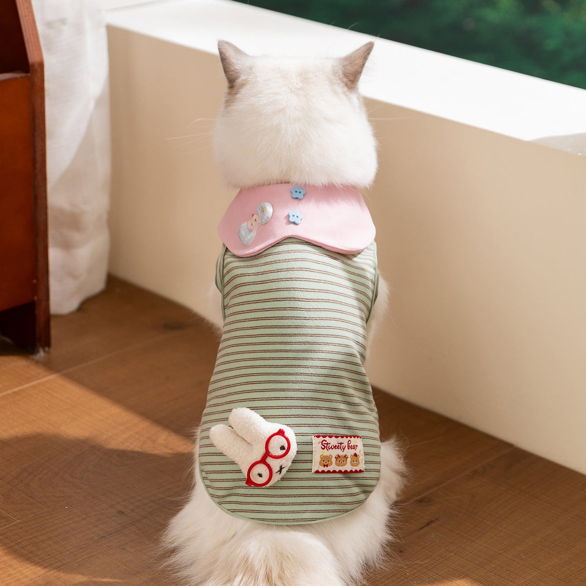 Breathable Thin-Style Striped Tank Top For Cats