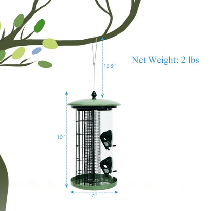3-in-1 Metal Hanging Wild Bird Feeder with 4 Feeding Ports and Perches