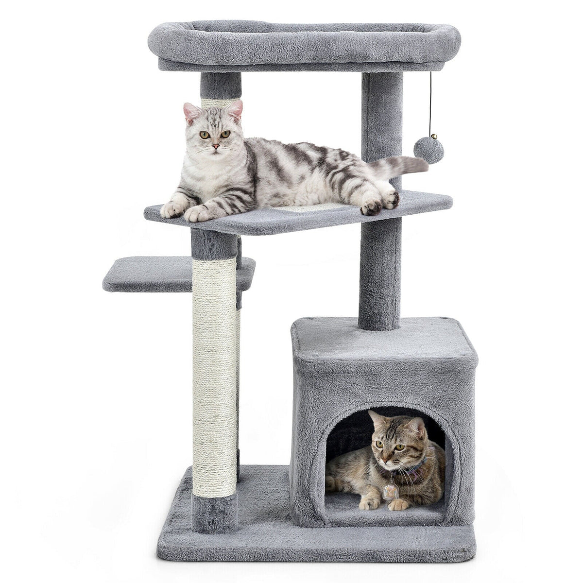 Cat Tree with Perch and Hanging Ball for Indoor Activity Play and Rest
