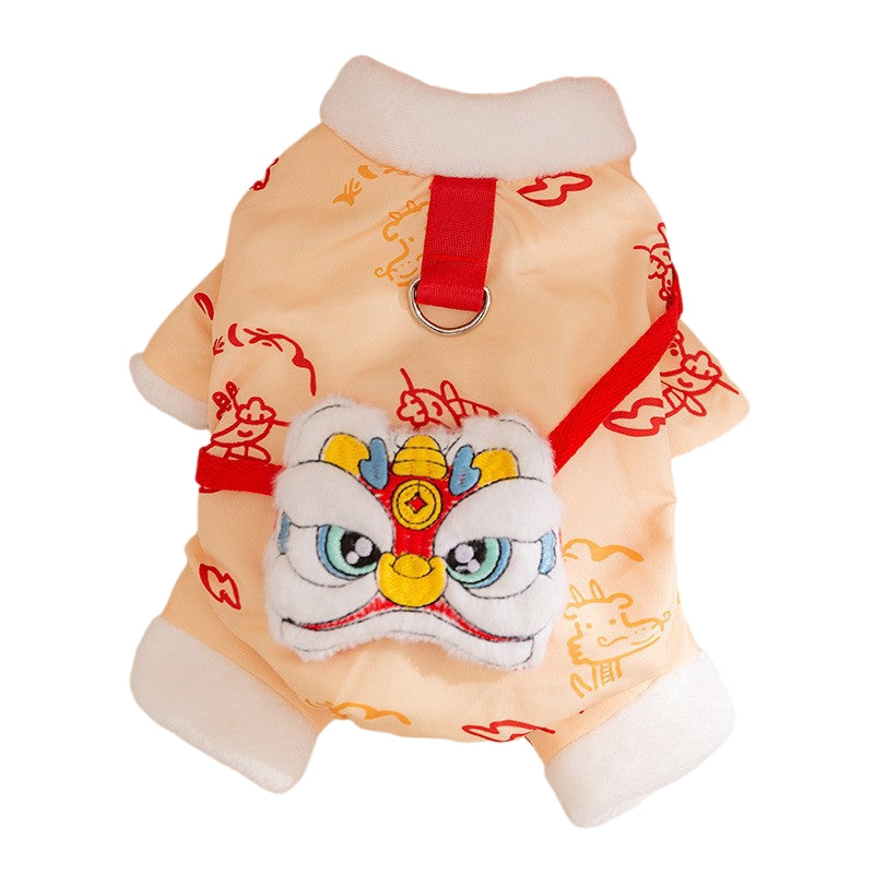 Autumn And Winter Dog New Year's Festive Tang Suits, Cat New Year's Clothing, Teddy Warm Four-legged Cotton Jackets, Pet Dog Clothes