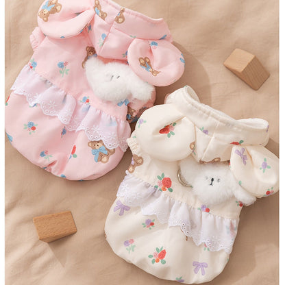 Cat Clothes, Bear Two-legged Cotton-padded Clothes For Kittens, With Fleece Added For Warmth In Autumn And Winter. Two-legged Small Dog Pet Clothing