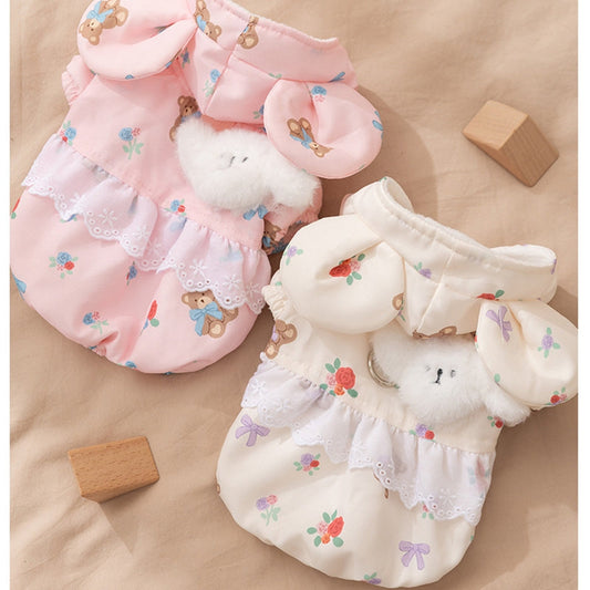 Cat Clothes, Bear Two-legged Cotton-padded Clothes For Kittens, With Fleece Added For Warmth In Autumn And Winter. Two-legged Small Dog Pet Clothing