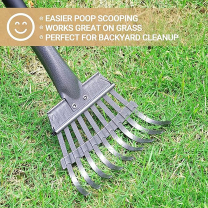 Heeyoo Dog Pooper Scooper, Dog Poop Tray and Rake Set, Pet Waste Removal Scoop with Long Adjustable Sectional Stainless Handles, 2 Pieces