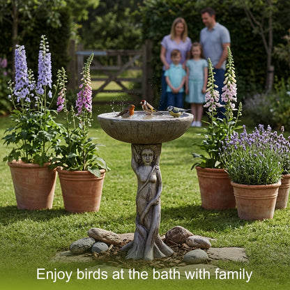 Concrete Bird Bath Statue Classical Goddess 22 Inch